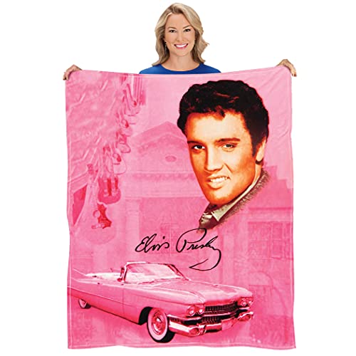 Elvis The King Presley Pink Cadillac Cozy Throw Blanket