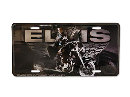 Midsouth Products Elvis On Motorcycle with Wings Metal License Plate