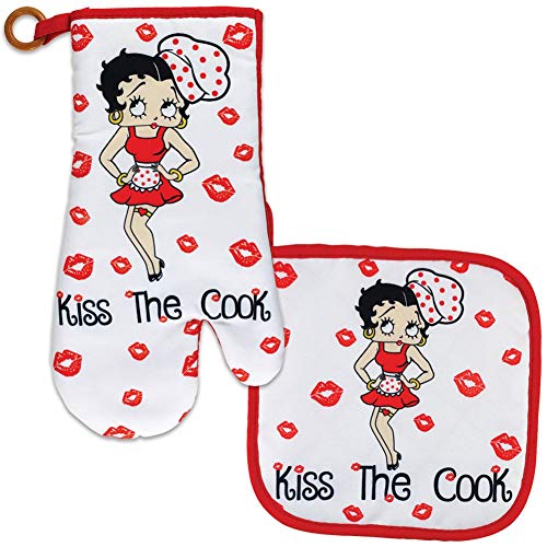 Betty Boop Pot Holder Oven Mitt Set Kiss The Cook