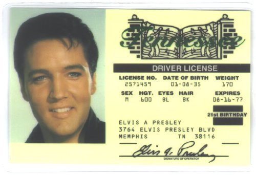 Elvis Fun Fake ID License by Signs 4 Fun