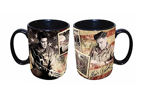 Elvis Presley Large 16 Oz Mug American Flag Army